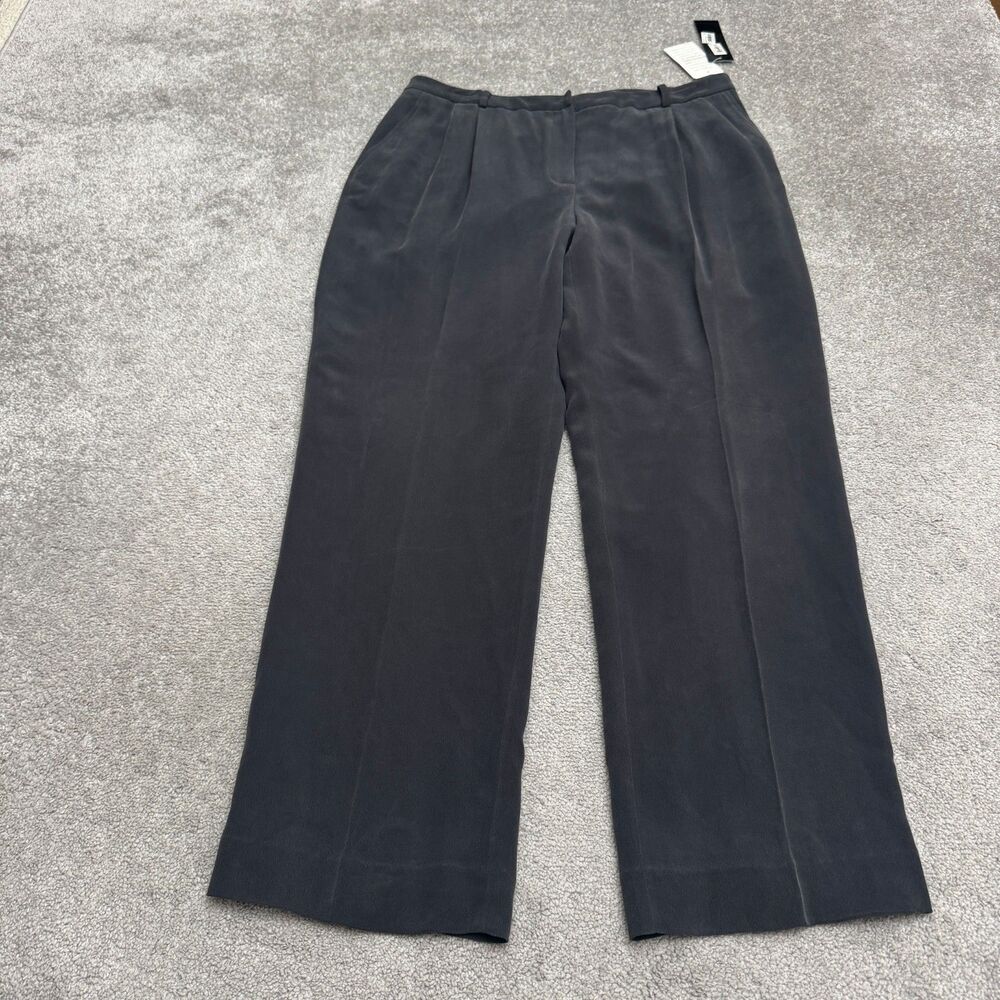 Jones New York Silk Pleated Front Dress Pants Womens 16 Black Lined Trouser NWT